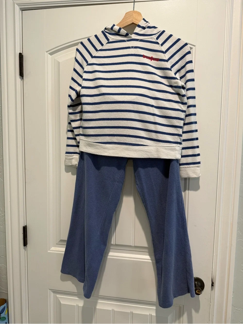 Nautical Blue & White Striped Terry Cloth Outfit.